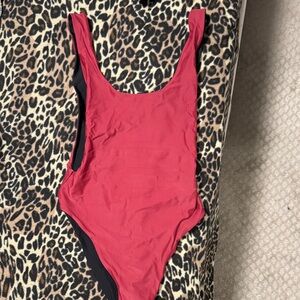 American Eagle Outfitters Red and Black Swim Bodysuit